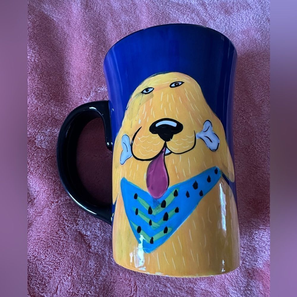 Naylor Yellow Labrador COFFEE CUP MUG HAND PAINTED dishwasher & microwave safe